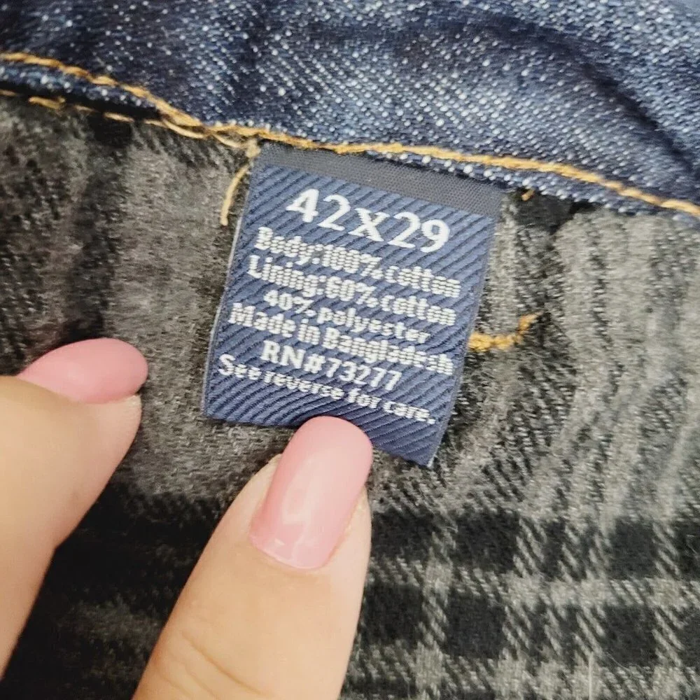 Croft & Barrow Sz 42x29 Jeans Flannel Lined Dark Wash Straight Leg Worn 1x EUC